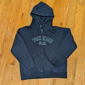 Youth Size XL Navy Blue Front Zip Up Hoodie YORK BEACH‎ #U4